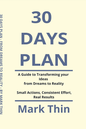 30 Days Plan self-help book cover showing proven goal achievement system to stop procrastination and finish what you start in 30 days